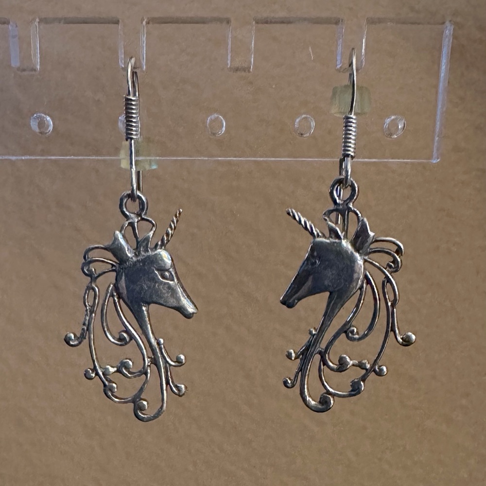 Silver Unicorn Earrings